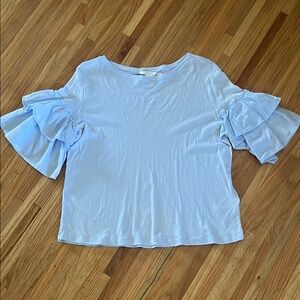 H&M Blue Ruffled Bell Sleeve Blouse